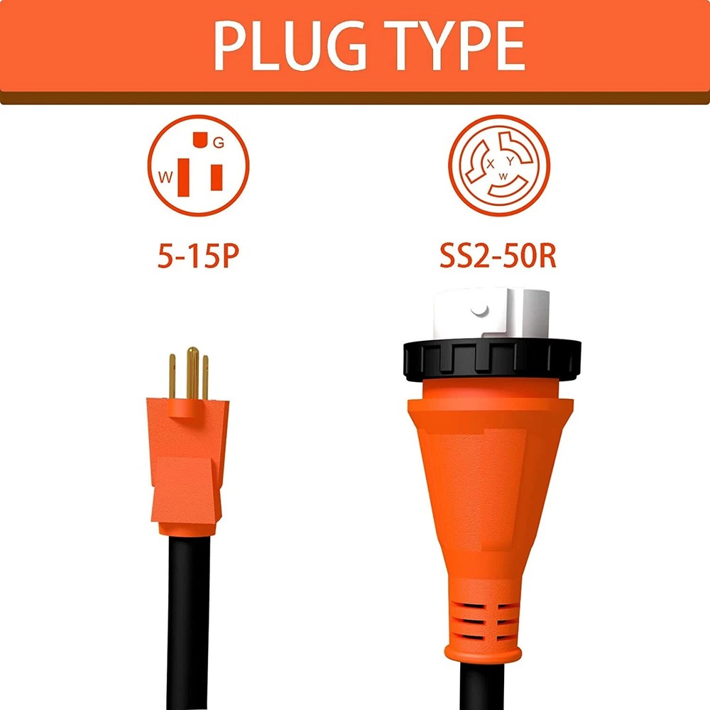 RV Power Cord Adapter 15 amp Male to 50 amp twist lock female camper USA
