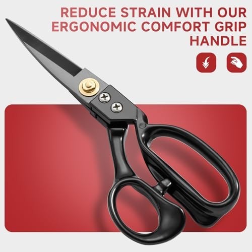 Heavy Duty 9" Fabric Scissors - Sharp Tailor Shears for Sewing, Upholstery & Lea