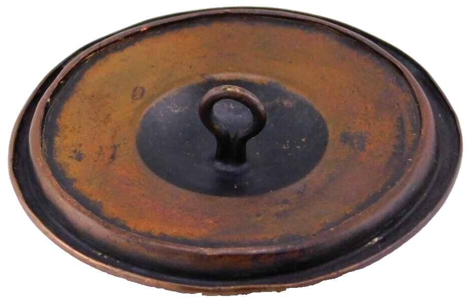 Large 19th C. Antique Porcelain & Basse Taille Enamel in Copper BUTTON NICE