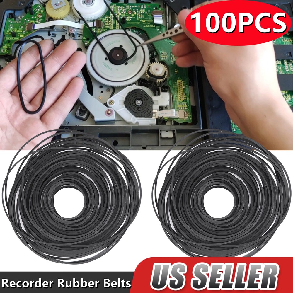 100Pcs Square Rubber Drive Belt For Cassette Player Recorder Repair Replacement