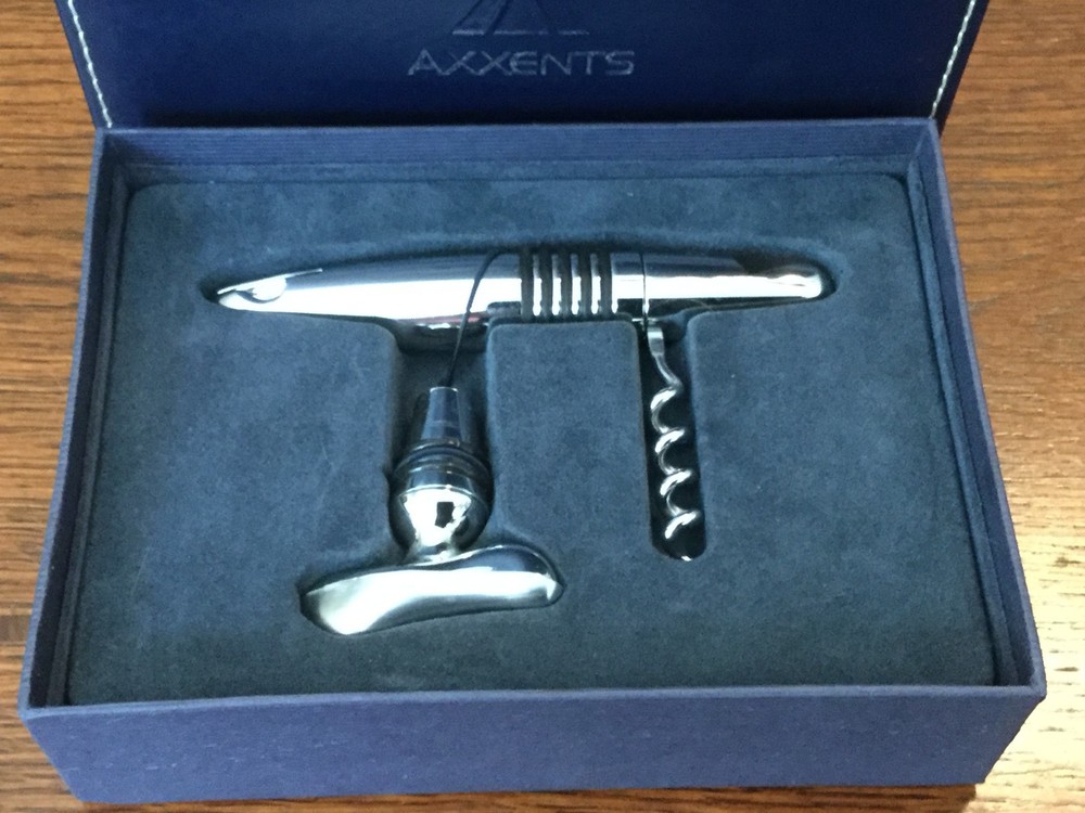 Corkscrew Bottle Opener Set Axxents Elegant Nice Storage Box