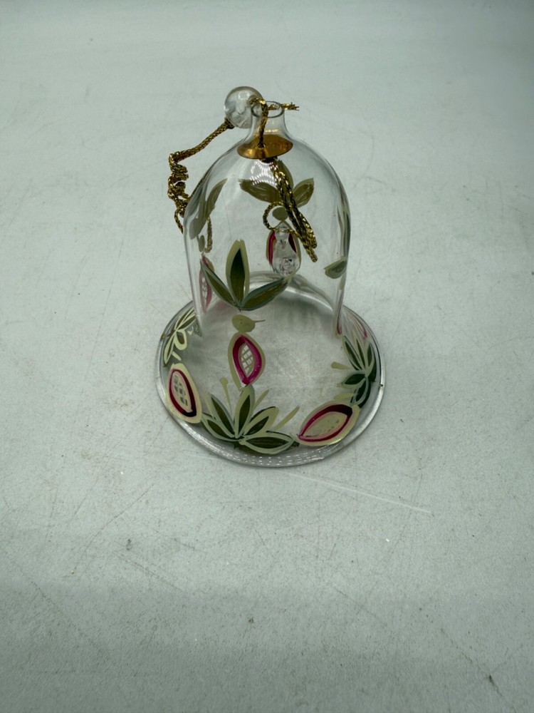 Glass Hand Painted Bell Gold Red Ivory