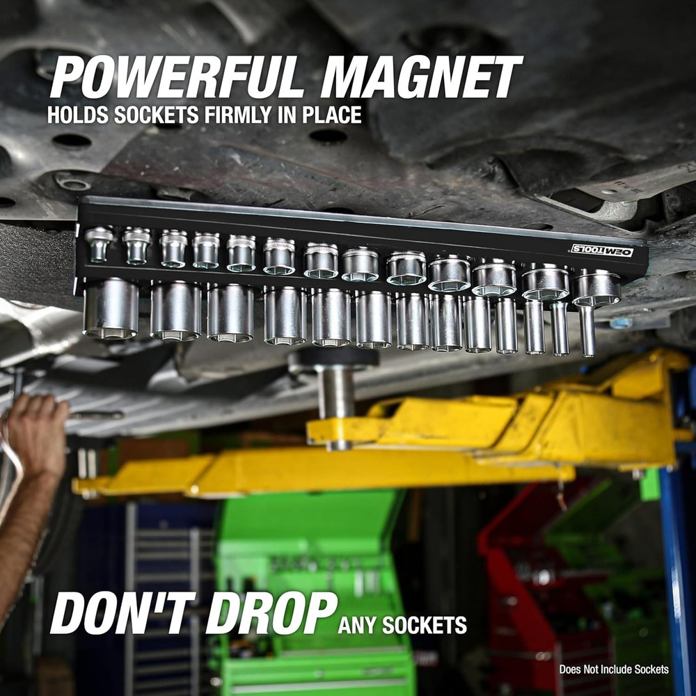 3 Piece Magnetic Socket Organizer Set for Toolboxes and Garage Storage