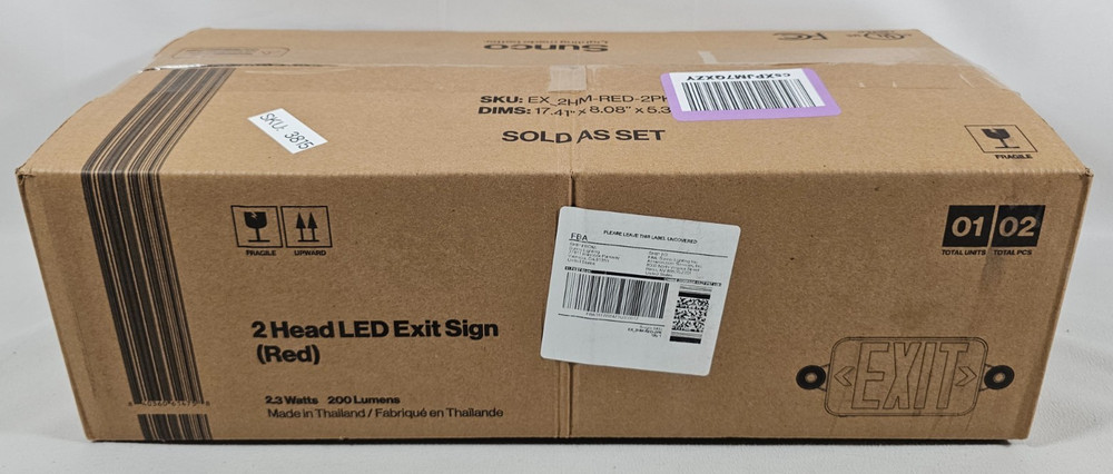 2x Exit Sign with 2 Head LED Emergency Lights Battery Backup Fire Resistant Red