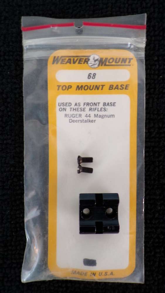 NOS WEAVER Top Mount Scope Base 68 Front Ruger 44 Magnum Deerstalker