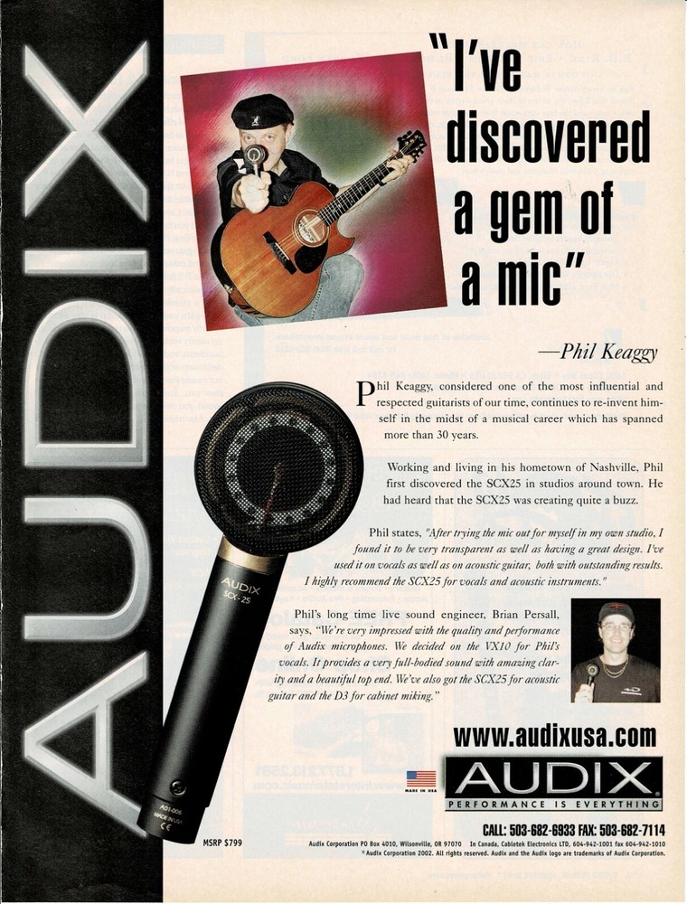 PHIL KEAGGY - Audix Mics - 2003 Print Advertisement