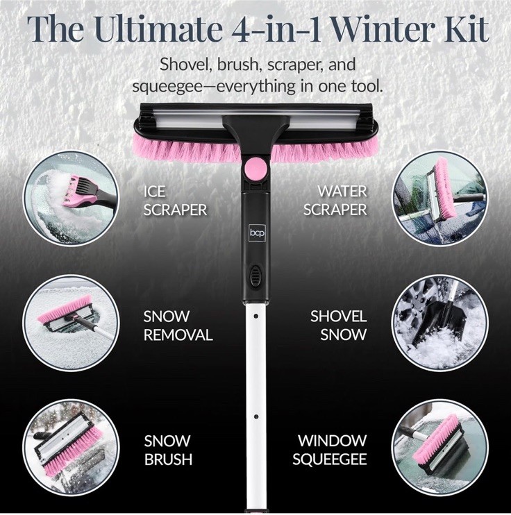 39" Extendable Snow Brush Ice Scraper Squeegee Car Winter Kit, New