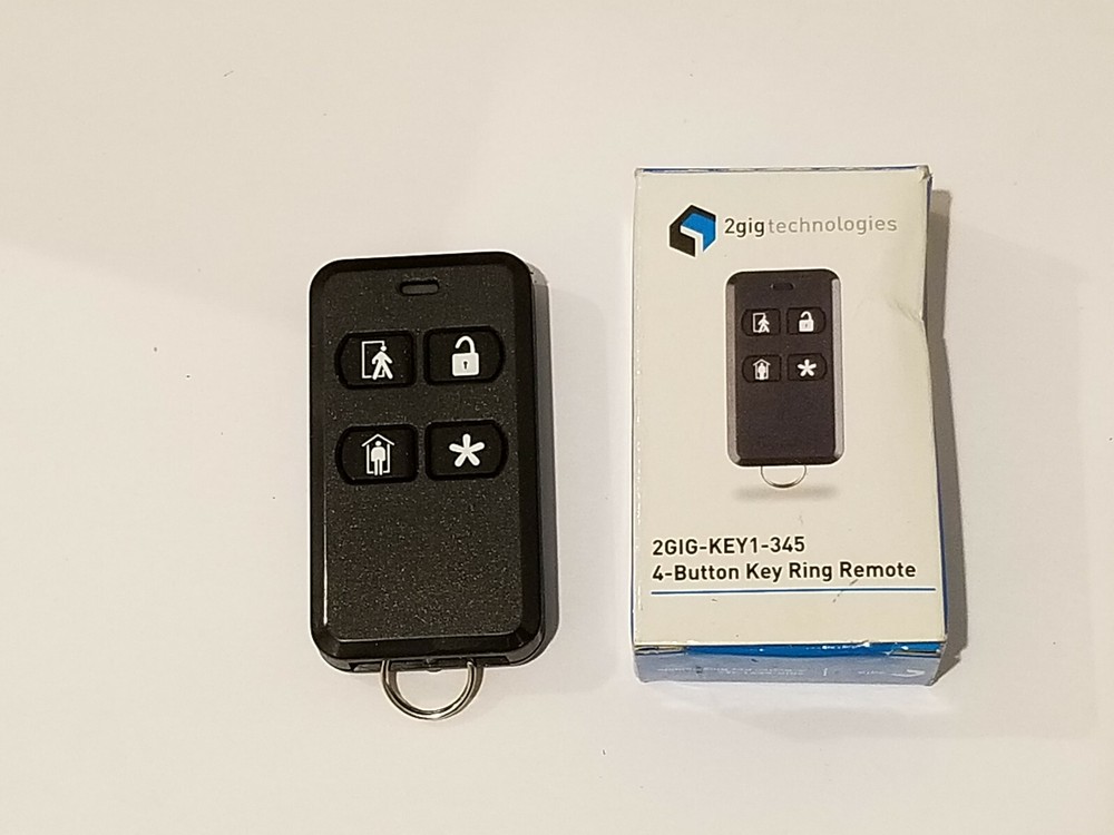 NEW 2GIG TECHNOLOGIES 4 BUTTON KEY RING REMOTE 2GIG-KEY1-345 TXID: 046-2811