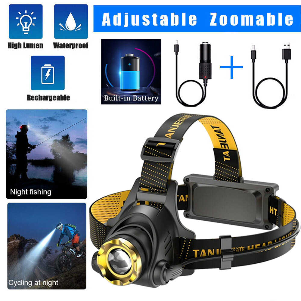 3 pack USB Rechargeable Headlight LED Headlamp Camping Head Torch Flashlight