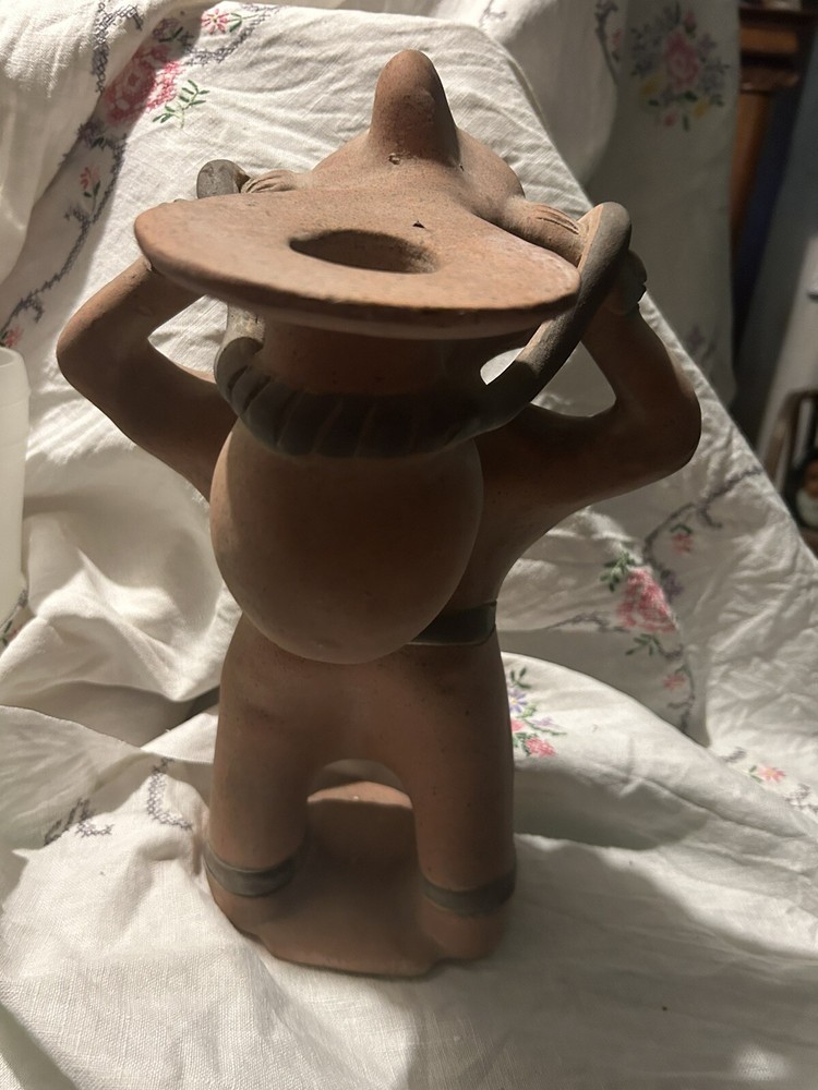 Red Clay Primitive Terracotta Aztec Mayan Mexican incense burner