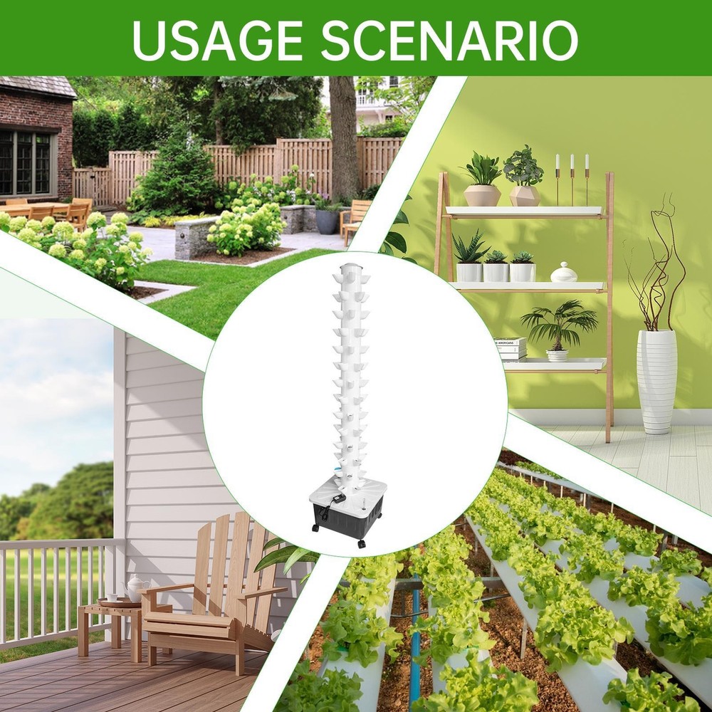Hydroponic Growing System with Wheel 70 Pods Indoor Hydroponic Tower