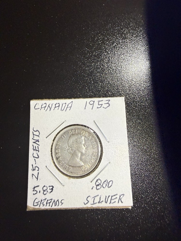 CANADA 25 CENTS 1953  SILVER .800