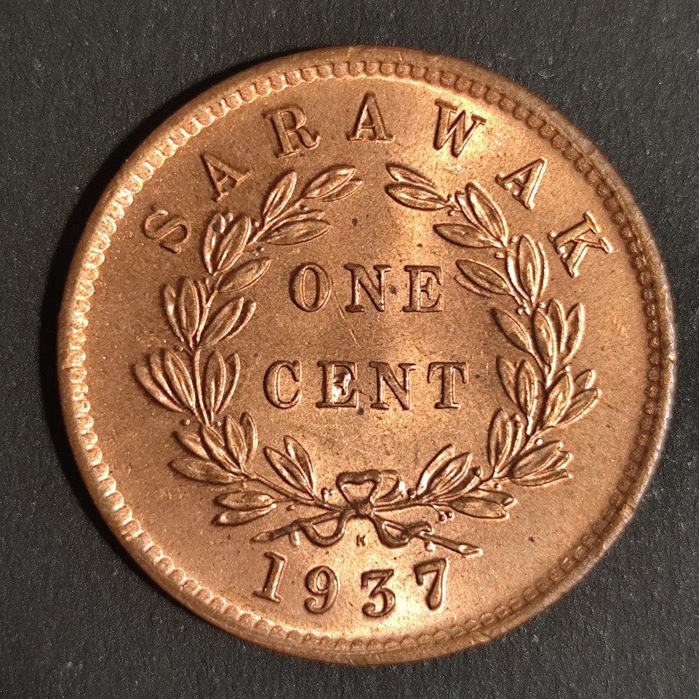 Sarawak 1 One Cent 1937 H UNC