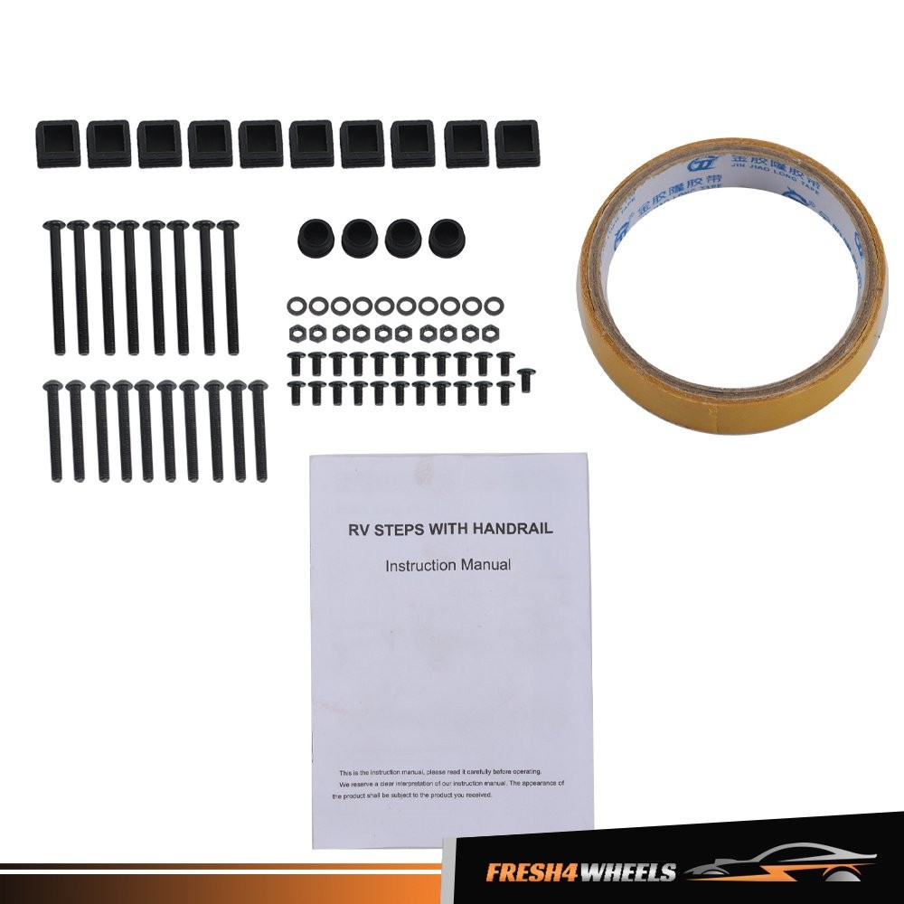 660 lbs Load Capacity RV Steps Outdoor 4 Steps with 2 Handrails w/ Step Mat