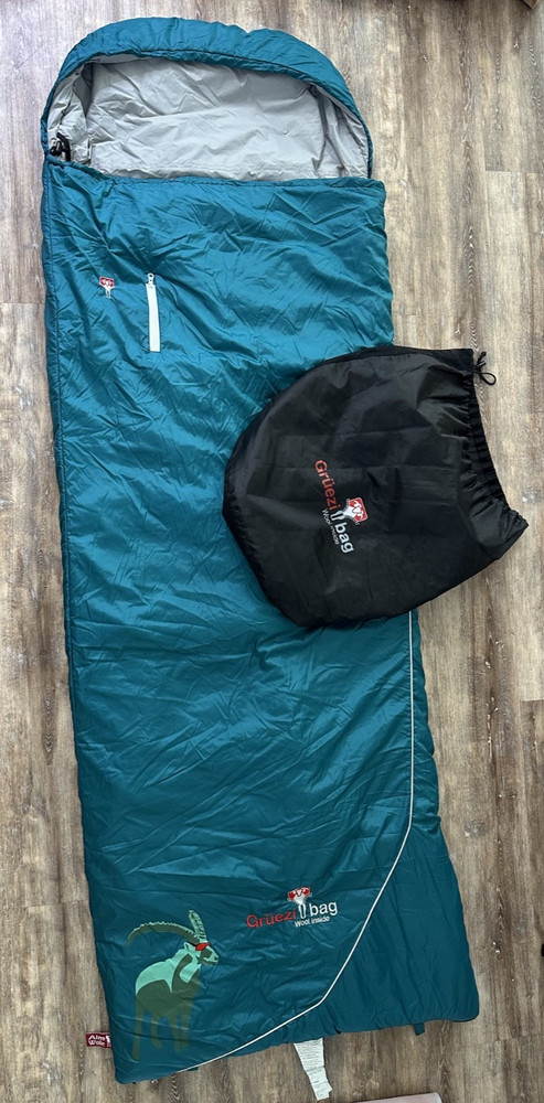 Gruezi sleeping bag Green Biopod DownWool Left Zip Wool Inside EUC