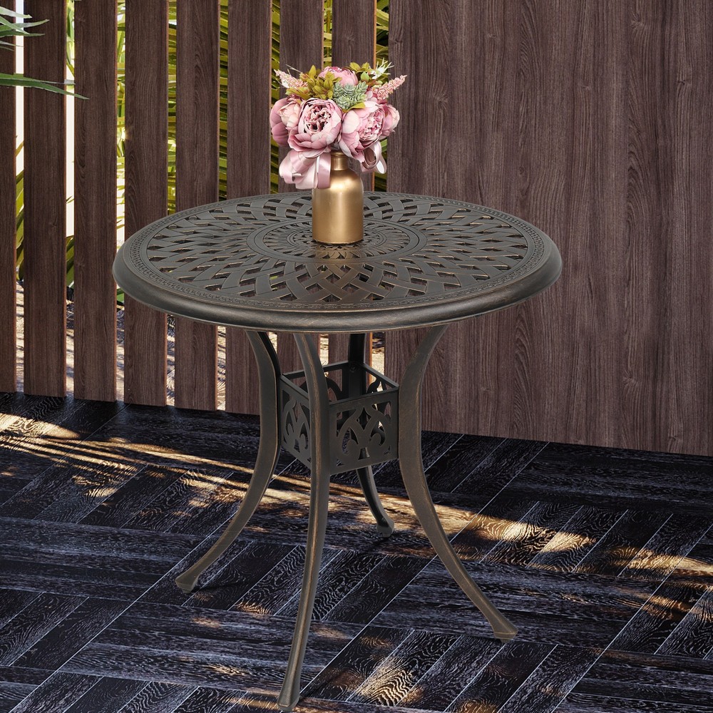 78cm Bronze Cast Aluminum Courtyard Table, Circular Diamond Top
