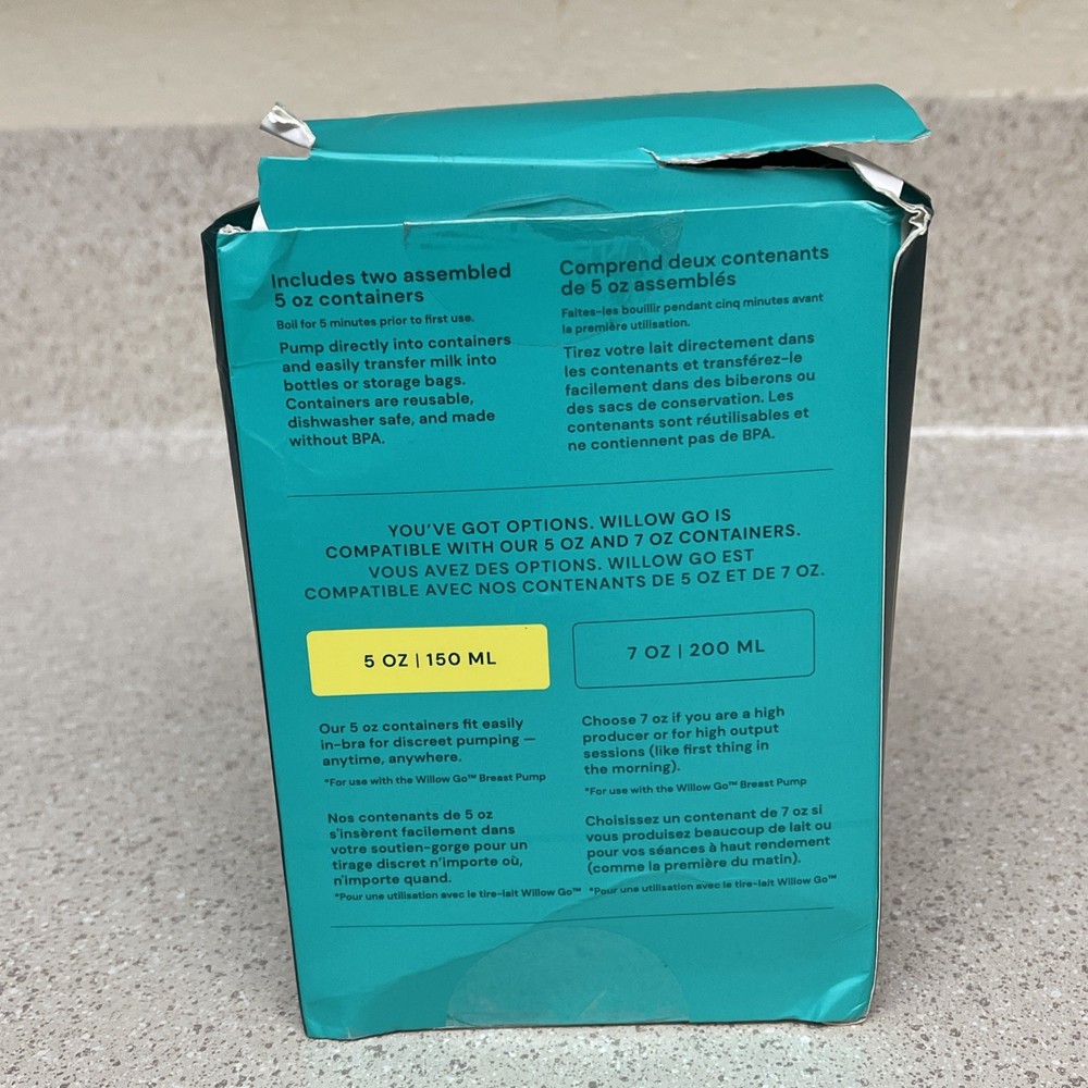 Willow Go 2 Splashguard Containers 5oz 150ml NEW Open Box