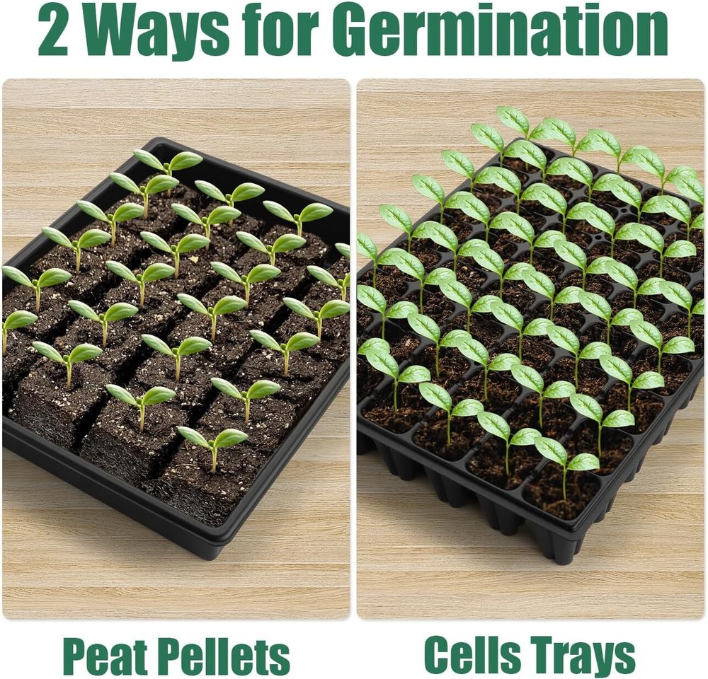 5-Pack No Drip Seed Starter Trays with 4" Humidity Dome - 240 Cells Deep Root Pl