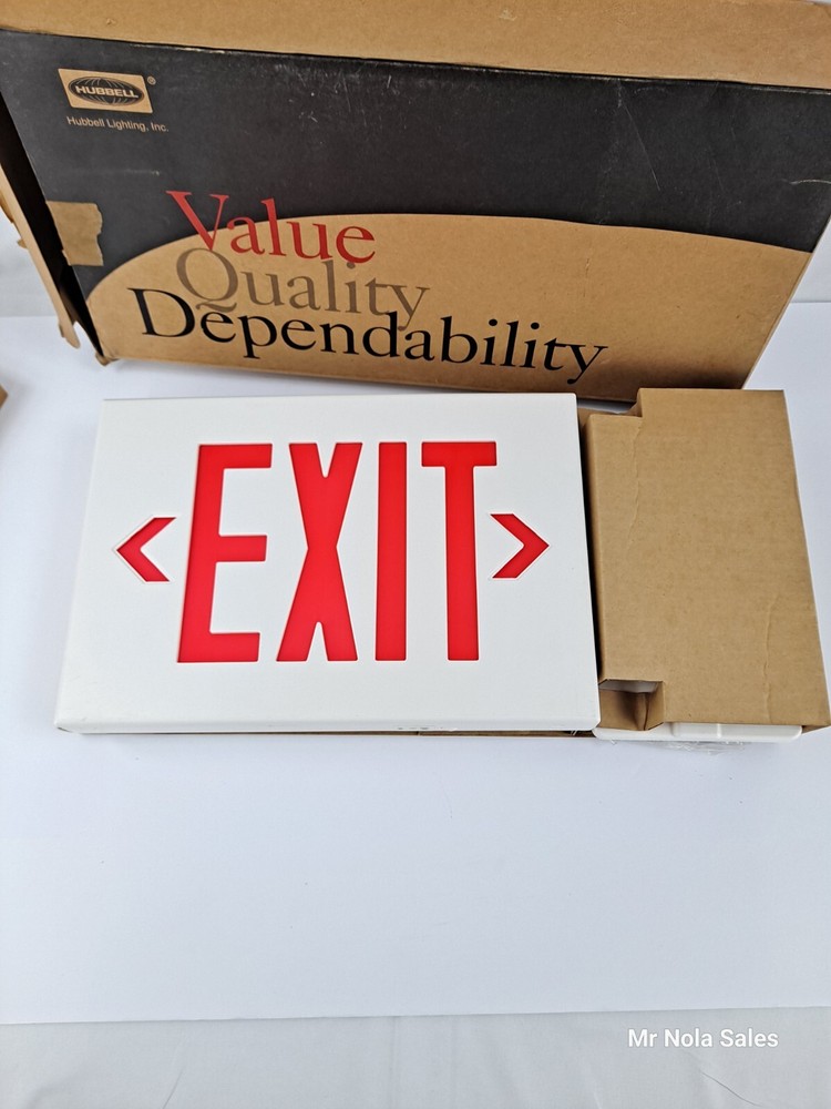NIB Hubbell CV3REW LED Exit Sign Single / Double sided Arrows Thermoplastic