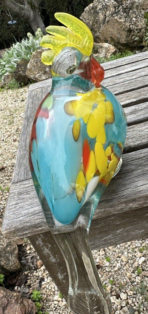 Colorful Glass Parrot Murano Style