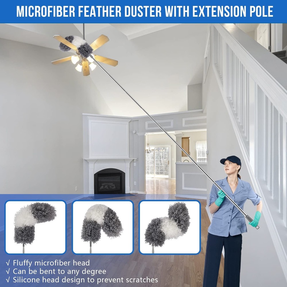 UIMO Microfiber Feather Duster Kit with Extension Pole (30–100") – B
