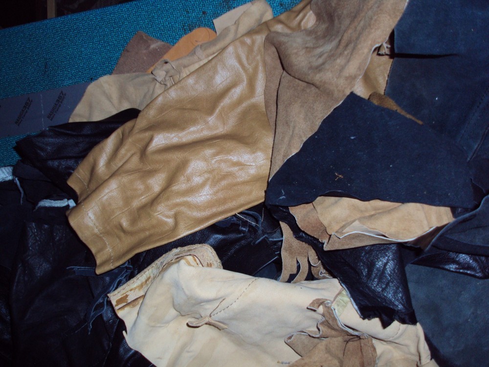 Leather Pieces, Mixed Colors, Sizes and Styles, Assorted Styles, Size, Textures