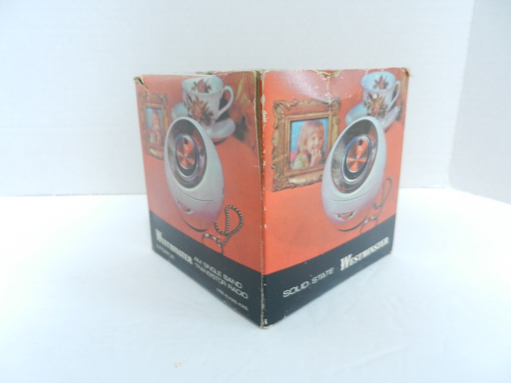 WESTMINSTER SPACE AGE AM BALL TRANSISTOR R ADIO WORKING WITH BOX & PAPERWORK