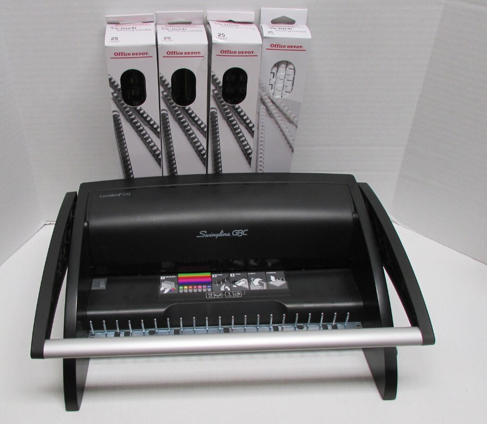 Swingline GBC CombBind C12 GBC Binding Machine & 4 boxes binding combs WORKS