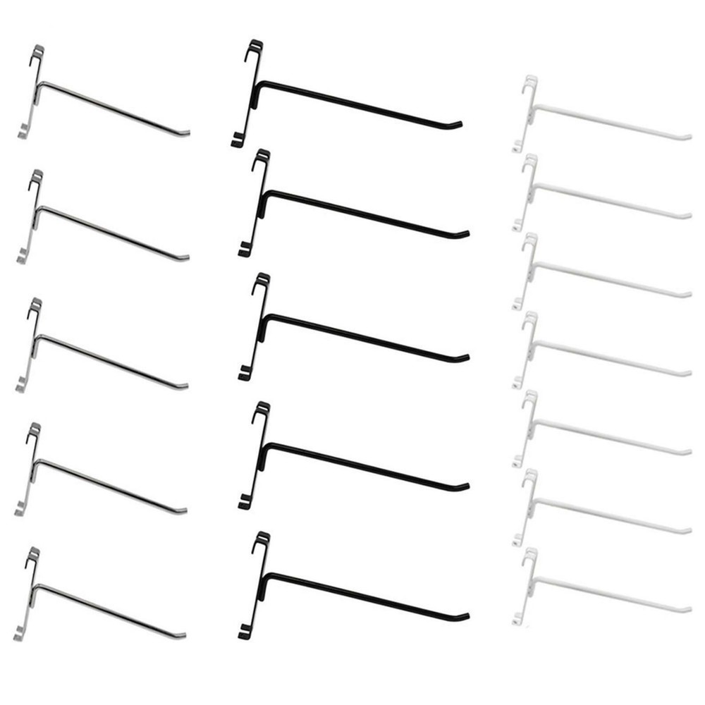 4",6",8",12" Long Gridwall Hooks Grid Panel Display Wire Metal-BLACK,CROME,WHITE