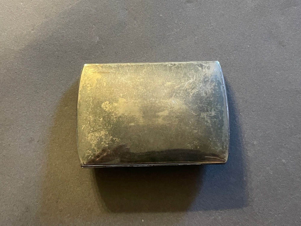 VINTAGE SILVERPLATE PURSE ENVELOPE LOOK SNAP CLOSE THREE STAR MIRROR COMPACT