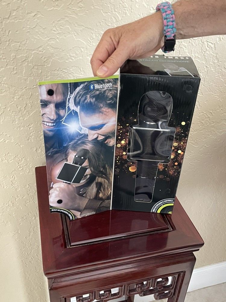 Sharper Image Bluetooth Music Stream Microphone Silver New in Packaging