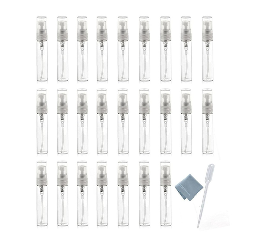 25Pcs Clear 5Ml 1/6Oz Glass Atomizer Bottle Spray Refillable Perfume