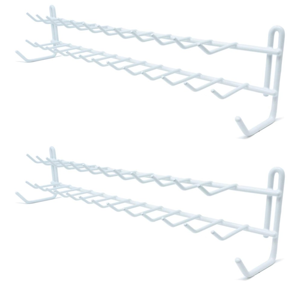 Wall Mount Tie and Belt Rack Organizer, White (2 Pack)
