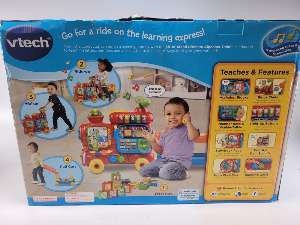 VTech Sit-to-Stand Ultimate Alphabet Train Ride-On Walker Pull Cart 4-in-1 Toy