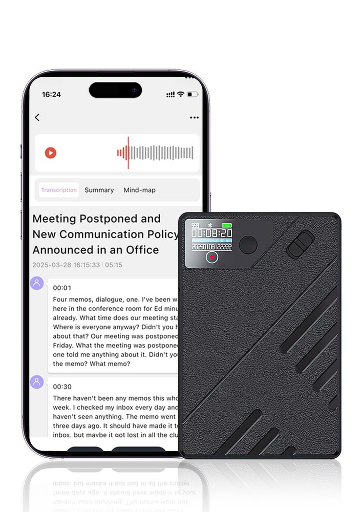 E EAZEYAI AI Voice Recorder, Note Recorder Accuracy Transcribe Black