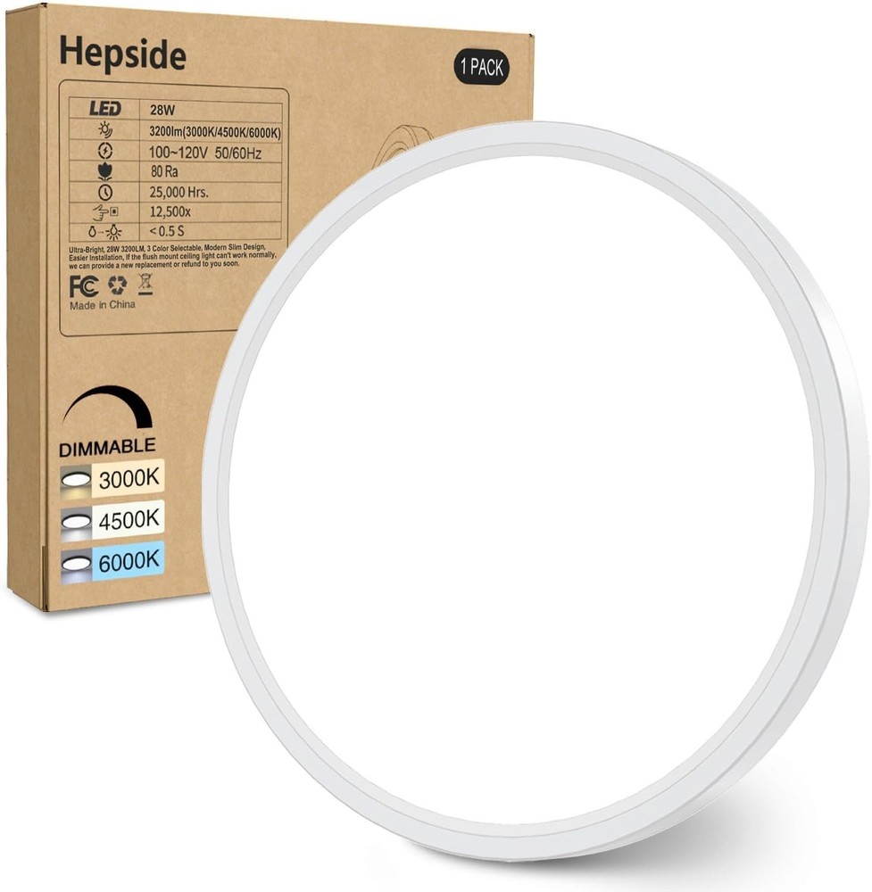 Energy-Efficient 12-Inch LED Ceiling Light - Adjustable Brightness & Color Modes