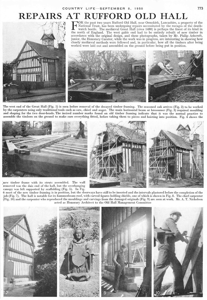 1950 Article On Repairs At Rufford Old Hall Ormskirk Lancashire