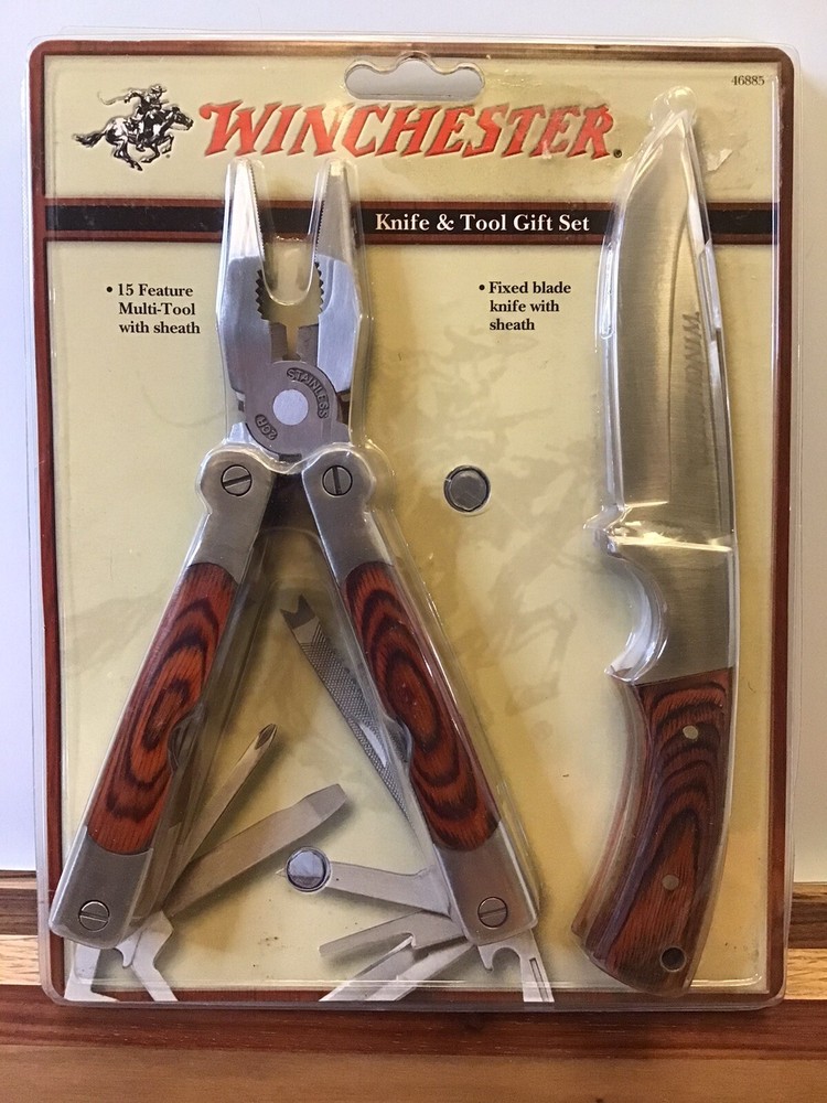Winchester Knife Fixed Blade & Multi- Tool Combo Gift Set With Carry Cases NIB