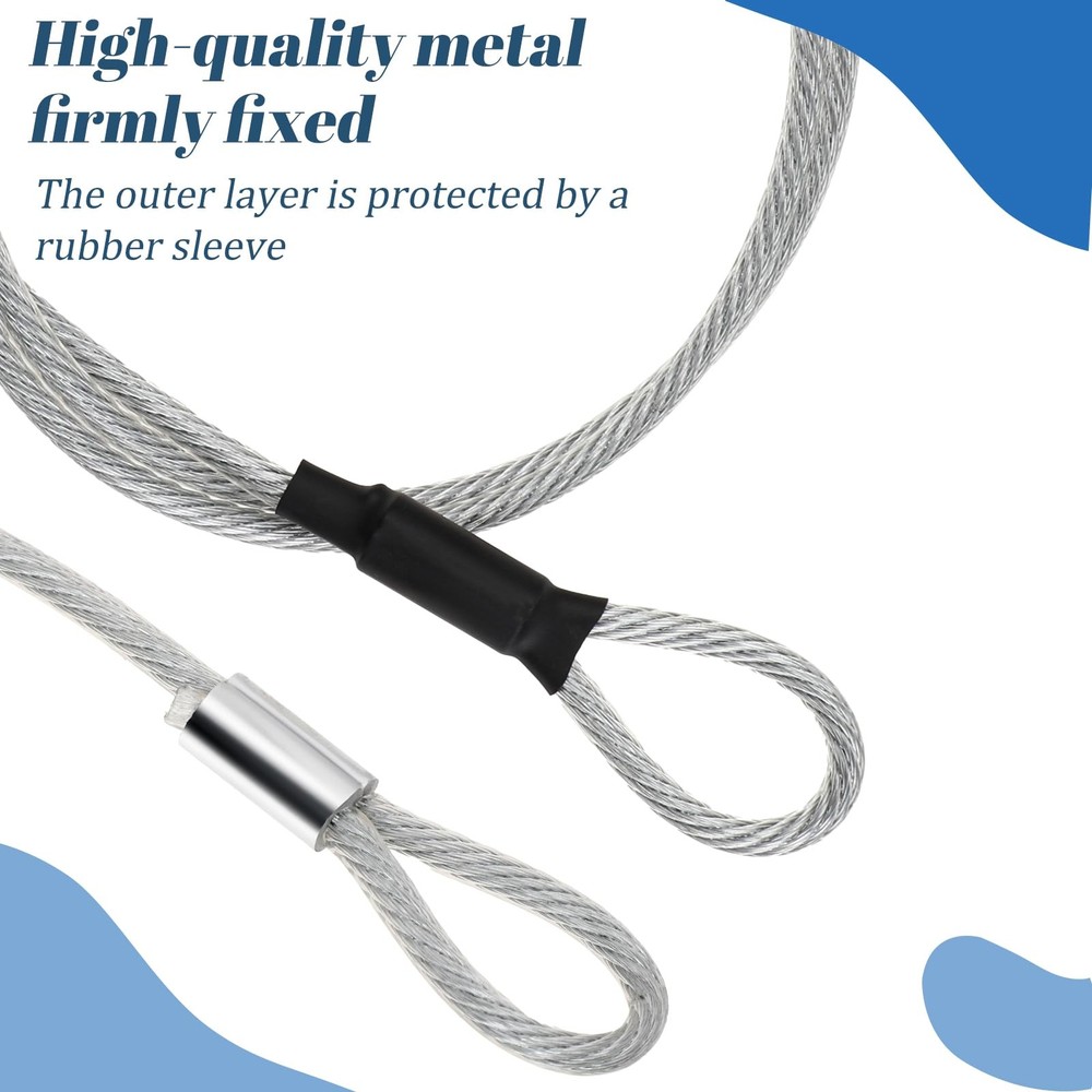 Stainless Steel Security Cable 4Ft, 5mm AntiTheft Wire Rope for Padlocks &