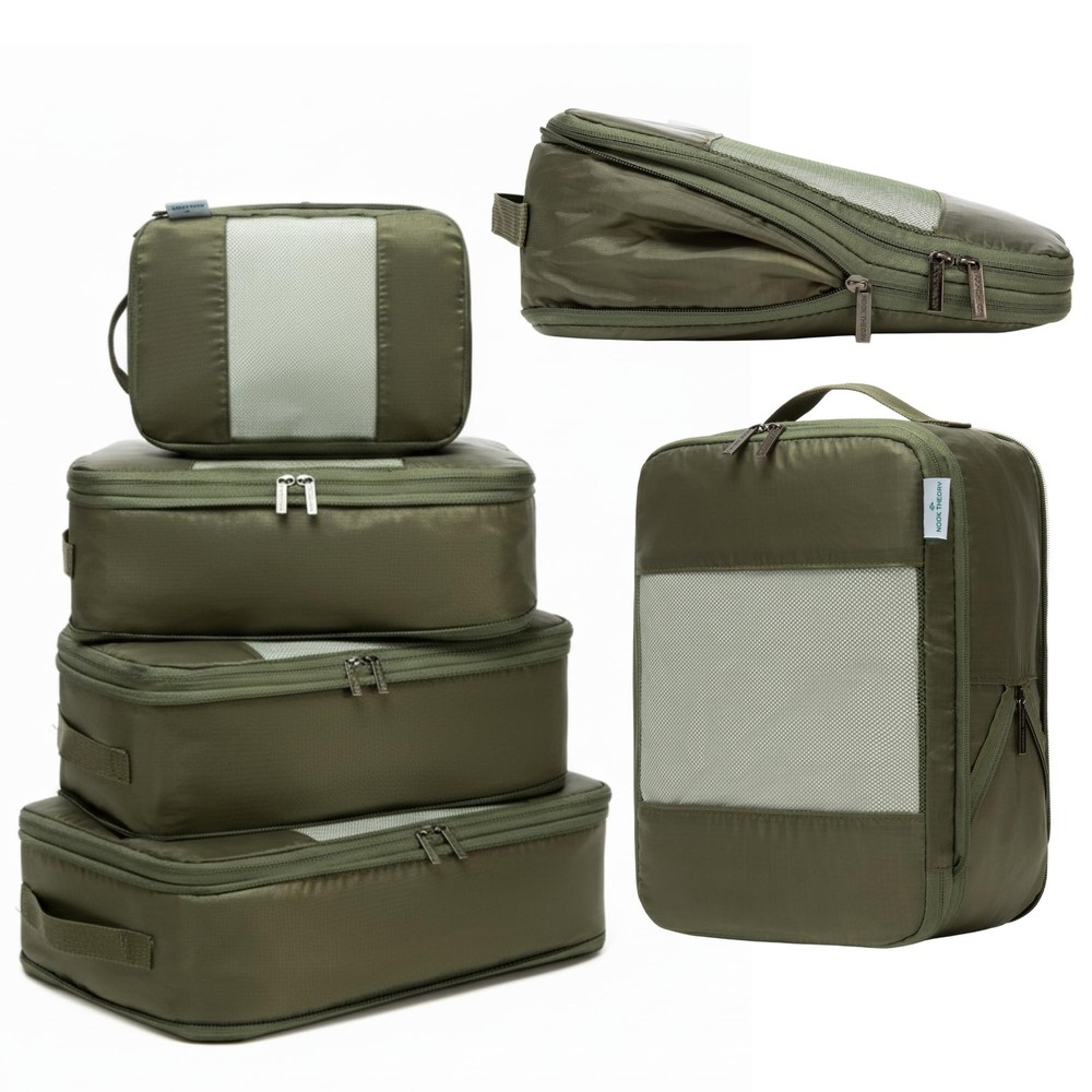 6-Pack Large Compression Packing Cubes for Travel - Lightweight Compression P...