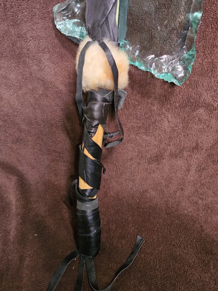 Large Knapped Glass Decorative Tomahawk