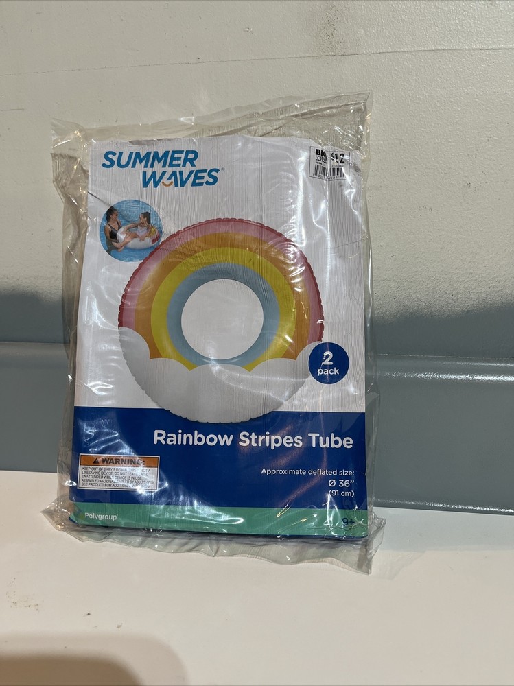 SUMMER WAVES 2 Pack Rainbow Striped Tubes 36”