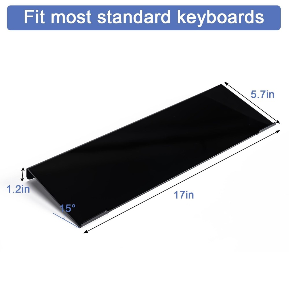 Black Acrylic Tilted Computer Keyboard Holder for Ergonomic Typing Keyboard S...