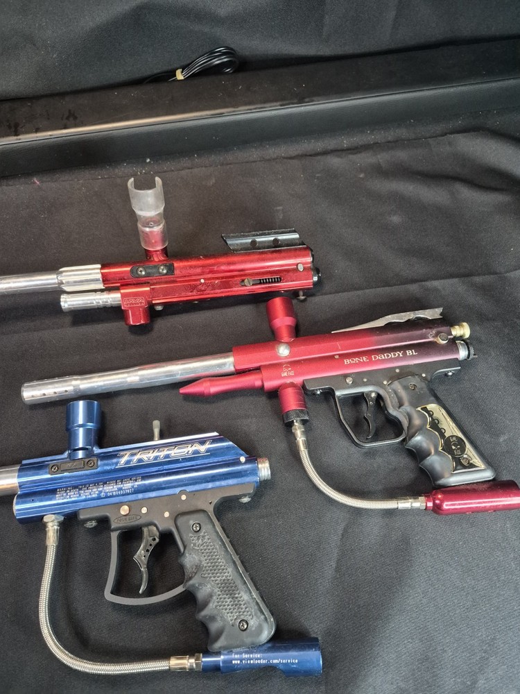 Lot of 1, 1/2 Paintball Guns , Triton , Bone DADDY bL , Java. Paint