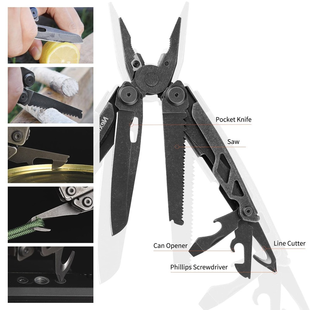 Heavy Duty Multitool Pliers with Pocket Scissors, Replaceable Wire Cutters, N...