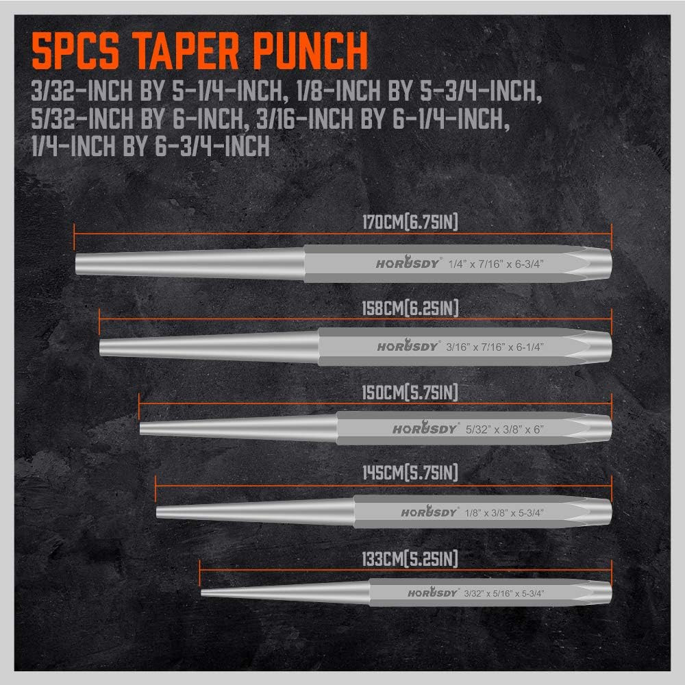 Punch And Chisel Set 16Pc Taper Punch Pin Punch Cold Chisels Center Tools