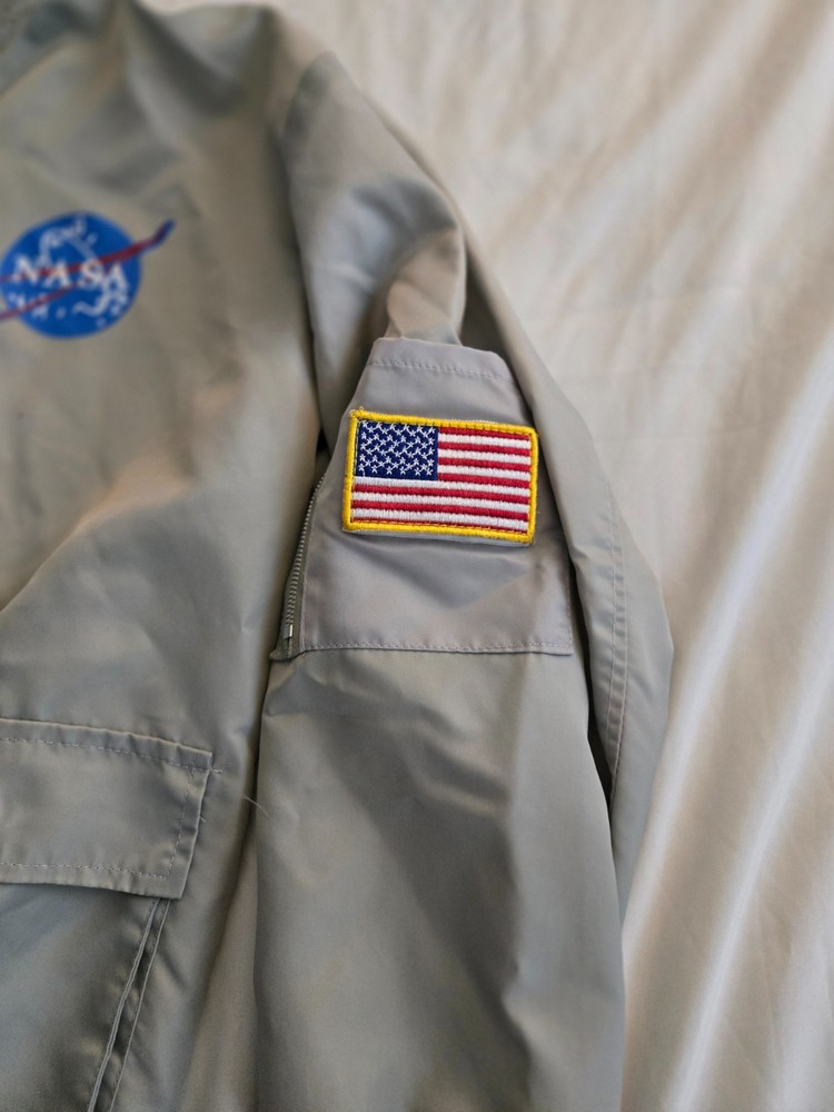 Oversized NASA Print Bomber Jacket