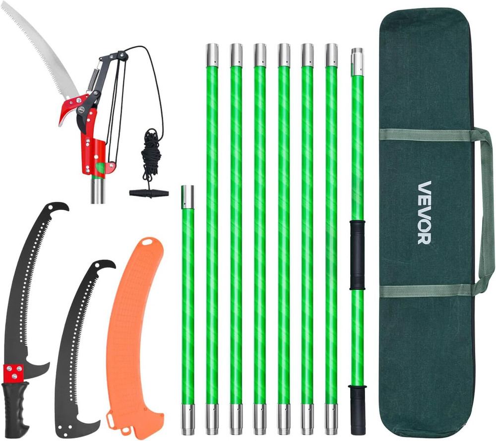 Manual Pole Saw, 3.87-27 Ft Extendable Pole Tree Pruner with Scissors, Sharp 65M