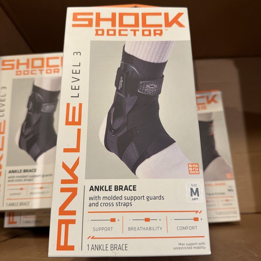Shock Doctor Ankle Brace W/molded support guard Level 3, Size medium left side
