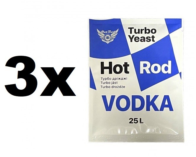 3 pcs Yeast for moonshine Turbo yeast Hot Rod Vodka 25 l (3x66 g)